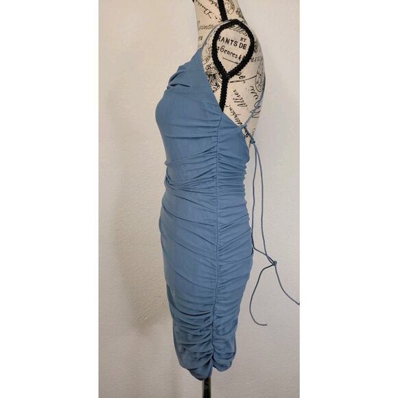 Tic Toc Stretchy Bodycon Mini Dress Sz Medium Ruched Spaghetti straps Coquette - Picture 7 of 10
